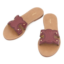 将图像加载到图库查看器中，CELINE Triomphe Mule Sandals Bordeaux/Brown Leather Size 38
