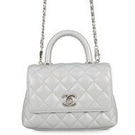CHANEL Coco Handle 2WAYHandbag SilverAS2215 Caviar Leather Size XXS