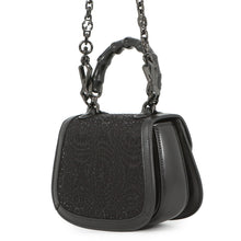 将图像加载到图库查看器中，GUCCI Bamboo 1947 Handbag Black735116 Canvas Rhinestone Leather

