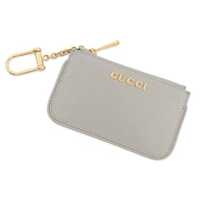 将图像加载到图库查看器中，GUCCI Script Key Ring with Coin Purse Gray790102 0416 Leather
