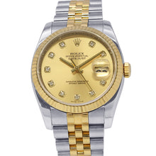将图像加载到图库查看器中，ROLEX Datejust W36mm Stainless Steel 18KYG Champagne Dial116233G
