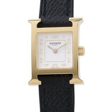 Load image into Gallery viewer, HERMES H Watch Mini W21mm Stainless Steel Gold Plated Epsom Black Silver Oparin DialHH1.101/W404371WW00
