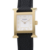 HERMES H Watch Mini W21mm Stainless Steel Gold Plated Epsom Black Silver Oparin DialHH1.101/W404371WW00
