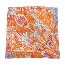 将图像加载到图库查看器中，HERMES Giant Square KAWA ORA Size 140 Orange/Multicolor Cashmere70% Silk30%
