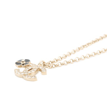 将图像加载到图库查看器中，CHANEL CC Logo Clover Necklace Gold/BlackABF387 Metal Rhinestone
