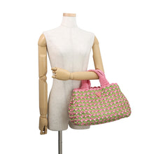 Load image into Gallery viewer, PRADA Canapa tote Green/PinkBN2303 Raffia

