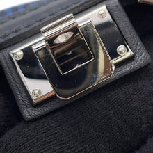 Load image into Gallery viewer, HERMES Victoria 3 Fool Toe Black/Blue Saphir Swift Leather Toile Cadrille Size Mini
