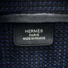 Load image into Gallery viewer, HERMES Victoria 3 Fool Toe Black/Blue Saphir Swift Leather Toile Cadrille Size Mini
