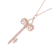 将图像加载到图库查看器中，TIFFANY&amp;Co. Fleur de Lis Key Necklace 18K Pink Gold
