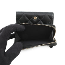 将图像加载到图库查看器中，CHANEL Classic Small Flap Zip Wallet BlackAP3177 Caviar Leather
