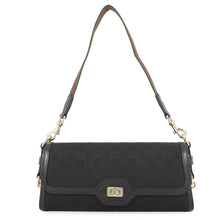 将图像加载到图库查看器中，GUCCI Luce Shoulder Bag Black786027 GG Canvas Leather Size Small
