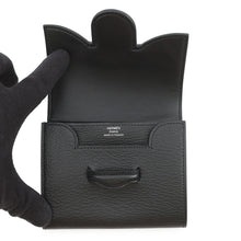 将图像加载到图库查看器中，HERMES Port Folio 1938-12 Compact Wallet Black Chevre Myzore Goatskin
