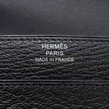 将图像加载到图库查看器中，HERMES Port Folio 1938-12 Compact Wallet Black Chevre Myzore Goatskin
