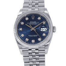 将图像加载到图库查看器中，ROLEX Datejust W36mm Stainless Steel Blue fluted Dial126234G
