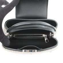 将图像加载到图库查看器中，LOUIS VUITTON Capucines EW 25 Stainless Steel Collection BlackM14814 Calf Leather Rhinestone Size Mini
