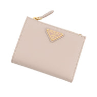 PRADA Triangle Logo Compact Wallet Jasmin Flower1ML050 Leather