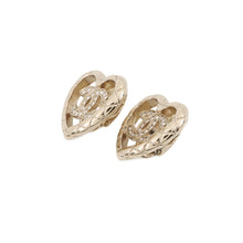 将图像加载到图库查看器中，CHANEL CC Logo Heart Earrings Champagne Gold Gold Plated Rhinestone
