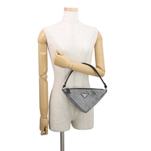 将图像加载到图库查看器中，PRADA Triangle Pouch Black1NQ044_2AWL_F0T7O Satin CrystalBijoux
