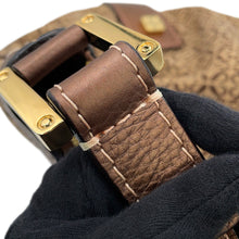 将图像加载到图库查看器中，LOEWE New Road Repeat Anagram One Belt Beige/Bronze Canvas Leather

