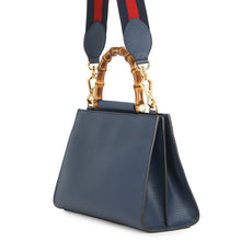 将图像加载到图库查看器中，GUCCI Bamboo Nimfair 2WAY Bag Navy459076 Leather
