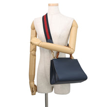 将图像加载到图库查看器中，GUCCI Bamboo Nimfair 2WAY Bag Navy459076 Leather
