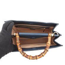 将图像加载到图库查看器中，GUCCI Bamboo Nimfair 2WAY Bag Navy459076 Leather
