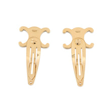 Load image into Gallery viewer, CELINE Triomphe Snap Hair Clips (Set of 2) Gold46Z656BSL.35OR Gold Plated Steel
