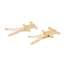Load image into Gallery viewer, CELINE Triomphe Snap Hair Clips (Set of 2) Gold46Z656BSL.35OR Gold Plated Steel
