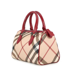 将图像加载到图库查看器中，BURBERRY Vintage Nova Check Bowling Bag Beige/Multicolor3722972 PVC Patent Leather
