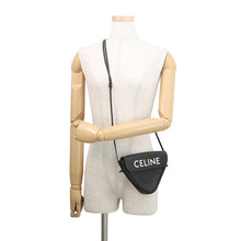 将图像加载到图库查看器中，CELINE Shoulder Bag Triangle Black/White19590 Leather Size Mini
