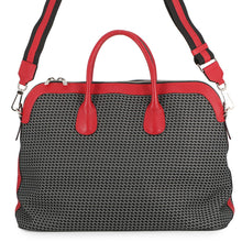 将图像加载到图库查看器中，Valextra Valextra K-VAL My Logo Travel Bag Black/Red Canvas Leather
