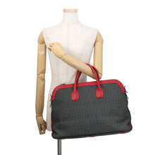 将图像加载到图库查看器中，Valextra Valextra K-VAL My Logo Travel Bag Black/Red Canvas Leather
