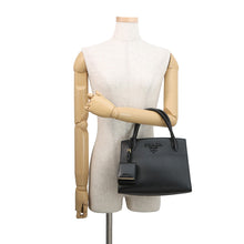 Load image into Gallery viewer, PRADA Mono Chrome 2-way Handbag Black1BA156 Saffiano LeatherLeather
