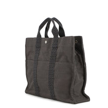 将图像加载到图库查看器中，HERMES Her Line Tote Bag Gray Canvas Size MM
