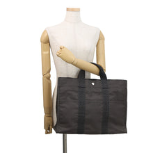 将图像加载到图库查看器中，HERMES Her Line Tote Bag Gray Canvas Size MM
