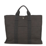 HERMES Her Line Tote Bag Gray Canvas Size MM