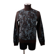 HERMES Turtleneck knit sweater Size XS Brown/Camouflage Wool79% Rayon14% Nylon7%