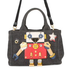 将图像加载到图库查看器中，PRADA Mini Canapa Robot 2-Way Bag Black/Multicolor1BG439 Denim Leather
