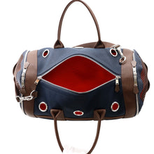 Load image into Gallery viewer, HERMES Dog carrier bag Navy/Brown Canvas
