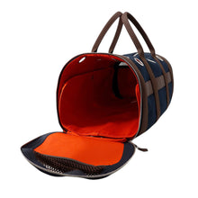 Load image into Gallery viewer, HERMES Dog carrier bag Navy/Brown Canvas
