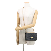 将图像加载到图库查看器中，CHANEL 2.55 Matelasse S Flap Chain Shoulder Bag Black Leather Size 20
