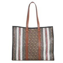 Load image into Gallery viewer, BURBERRY TBMonogram Stripe ECanvas Tote Bag Black PVC Leather
