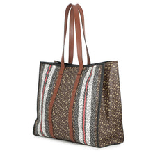Load image into Gallery viewer, BURBERRY TBMonogram Stripe ECanvas Tote Bag Black PVC Leather
