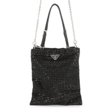 Load image into Gallery viewer, PRADA Triangle Logo 2-Way Bag Black1BA253 Crystal Satin Leather
