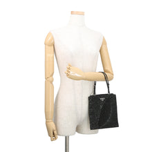 Load image into Gallery viewer, PRADA Triangle Logo 2-Way Bag Black1BA253 Crystal Satin Leather
