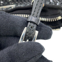 Load image into Gallery viewer, PRADA Triangle Logo 2-Way Bag Black1BA253 Crystal Satin Leather
