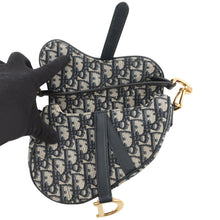 Load image into Gallery viewer, Dior Oblique Saddlebag Navy/BeigeM0456CTZQ Canvas Leather Size Mini
