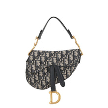 将图像加载到图库查看器中，Dior Oblique Saddlebag Navy/BeigeM0456CTZQ_M928 Canvas Size Mini
