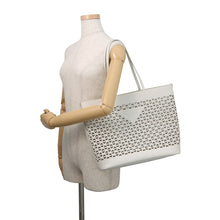 Load image into Gallery viewer, PRADA Perforated Triangle Logo Tote Bag White1BG503 Leather
