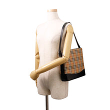 Load image into Gallery viewer, BURBERRY Check Shoulder Bag Brown/Black Canvas Leather
